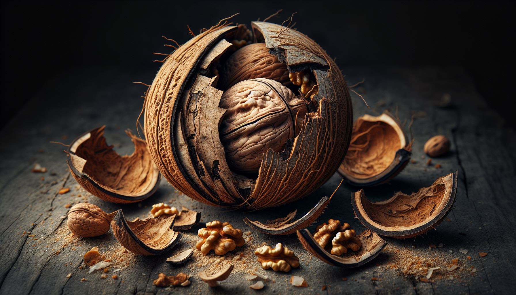 coconuts and wallnut peels